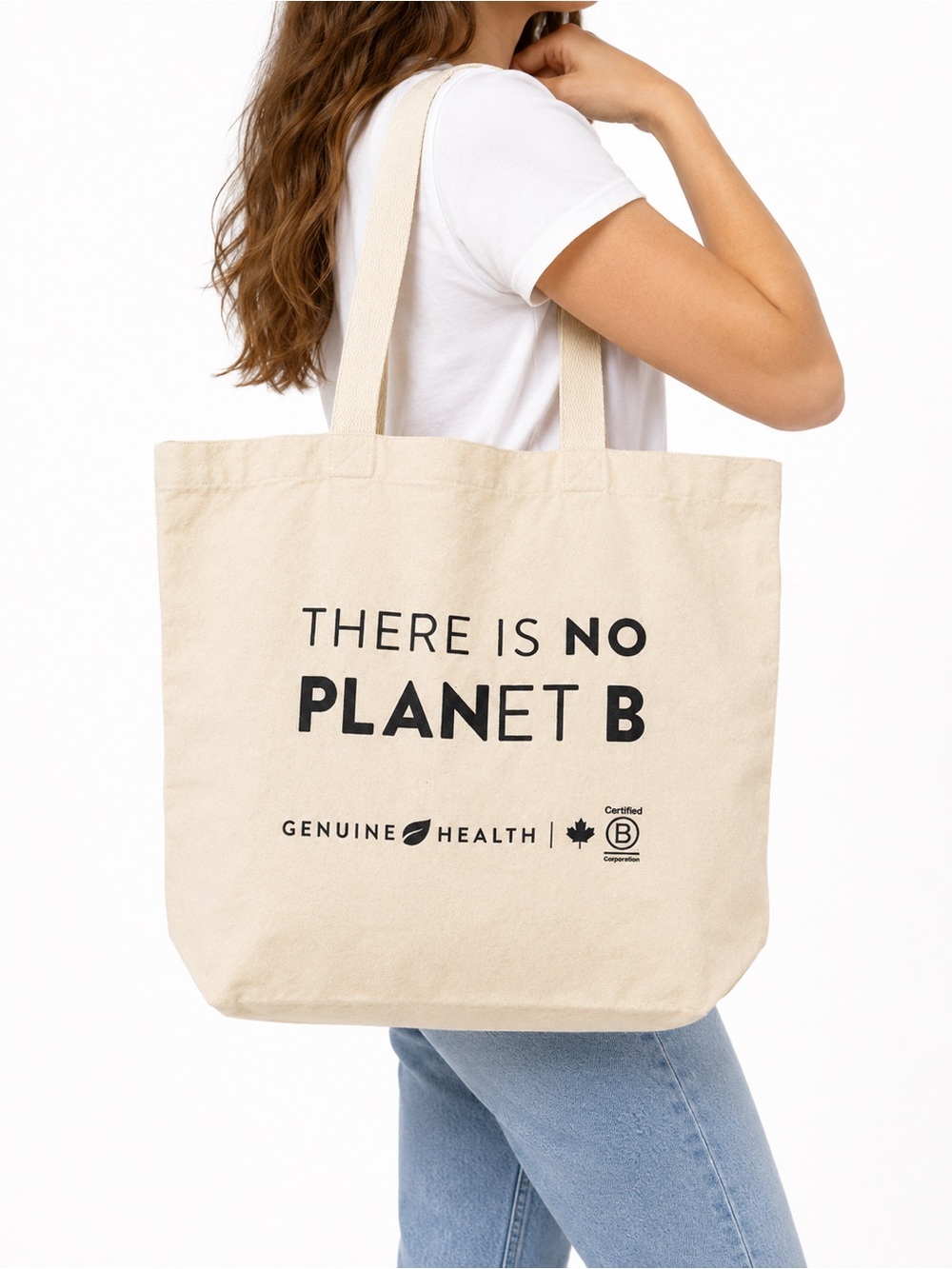 Genuine Health “There Is No PLANet B” Reusable Beige Tote Bag